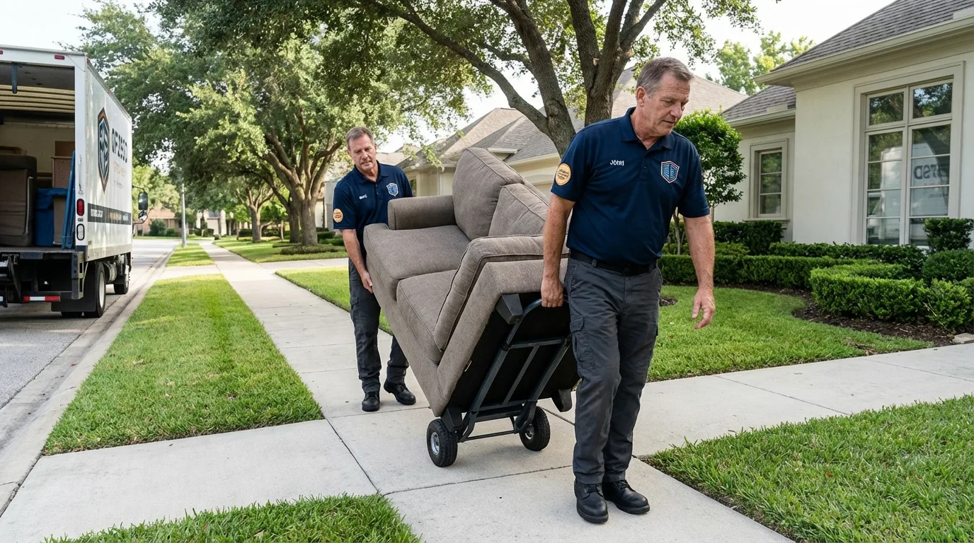 Local residential moving crew loading furniture in Sylva, NC